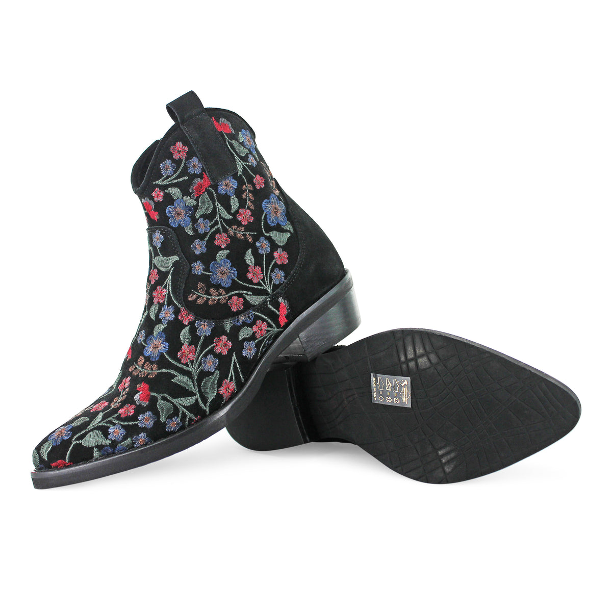 374Z15 - Black Floral Suede Cowboy