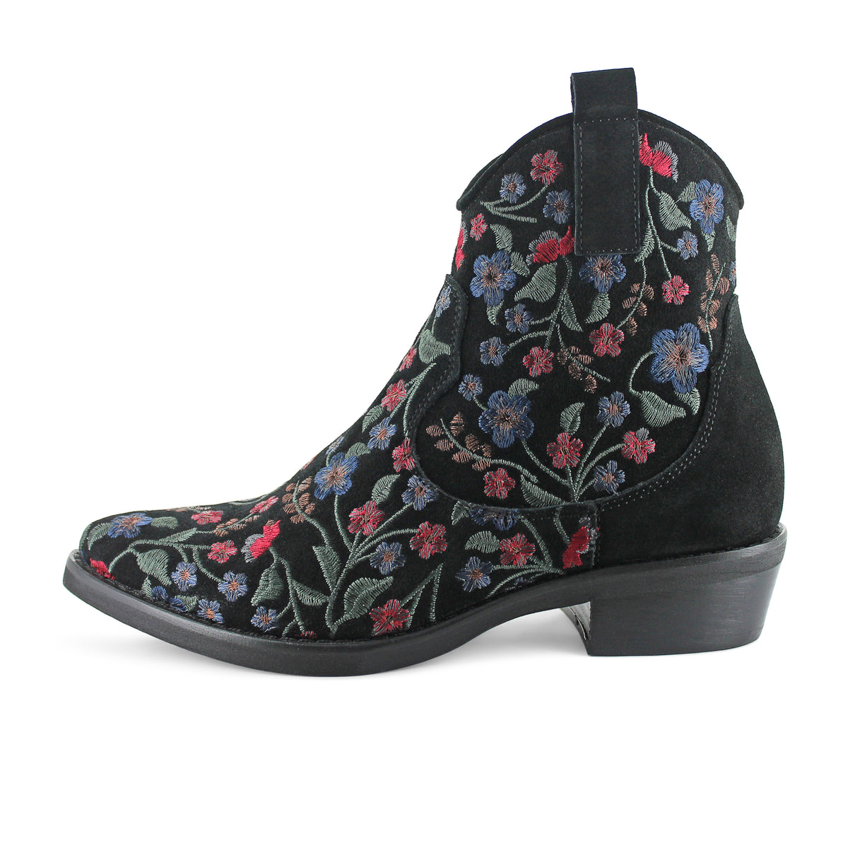 374Z15 - Black Floral Suede Cowboy