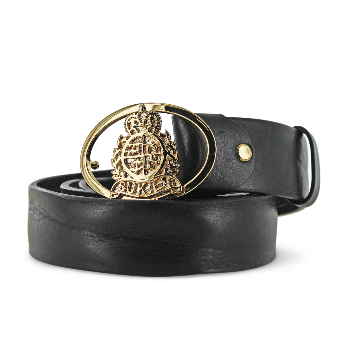 Curve Wave Black Leather Belt