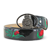 Black Patent Rose Leather Belt