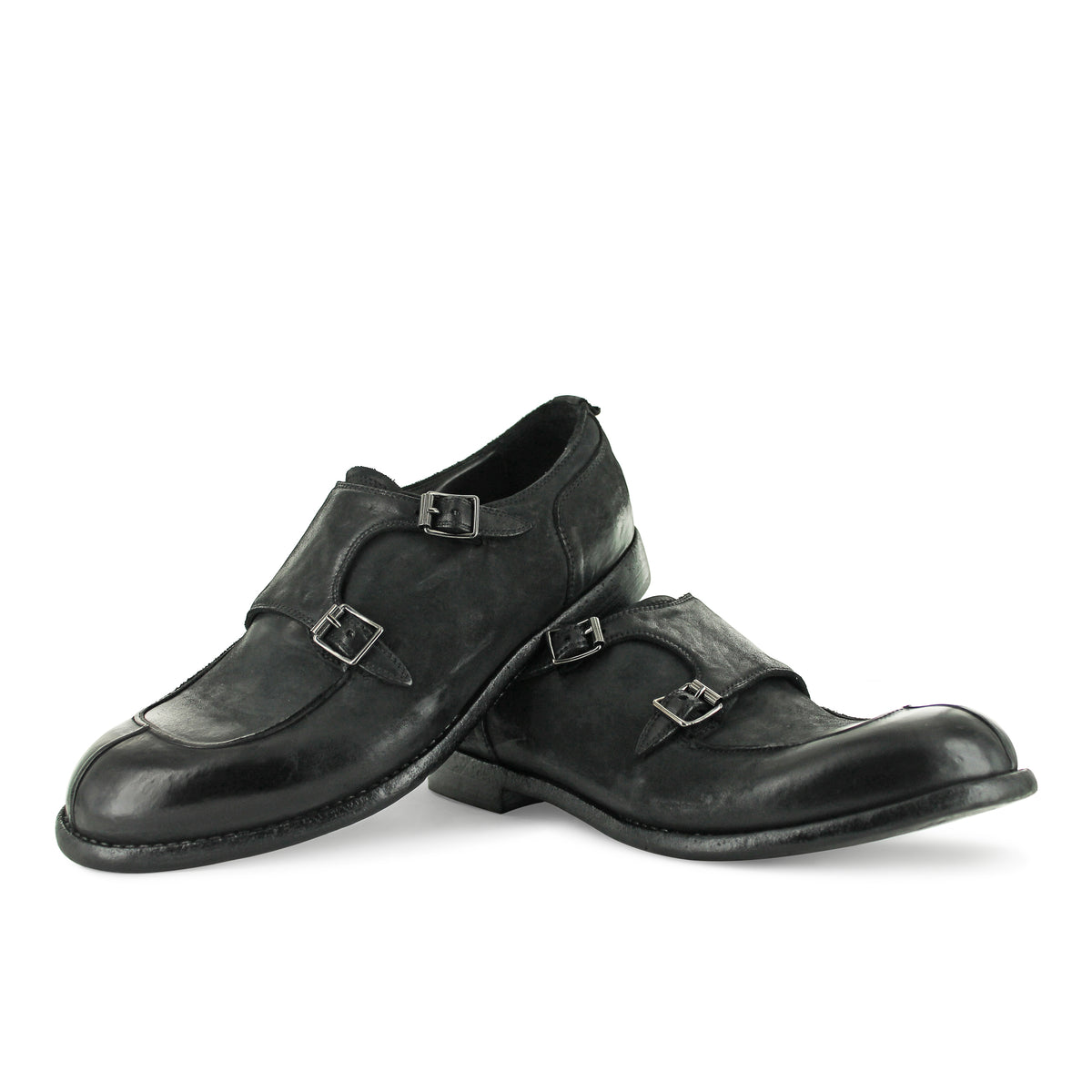 AA03A - Black Nubuck Double Monk