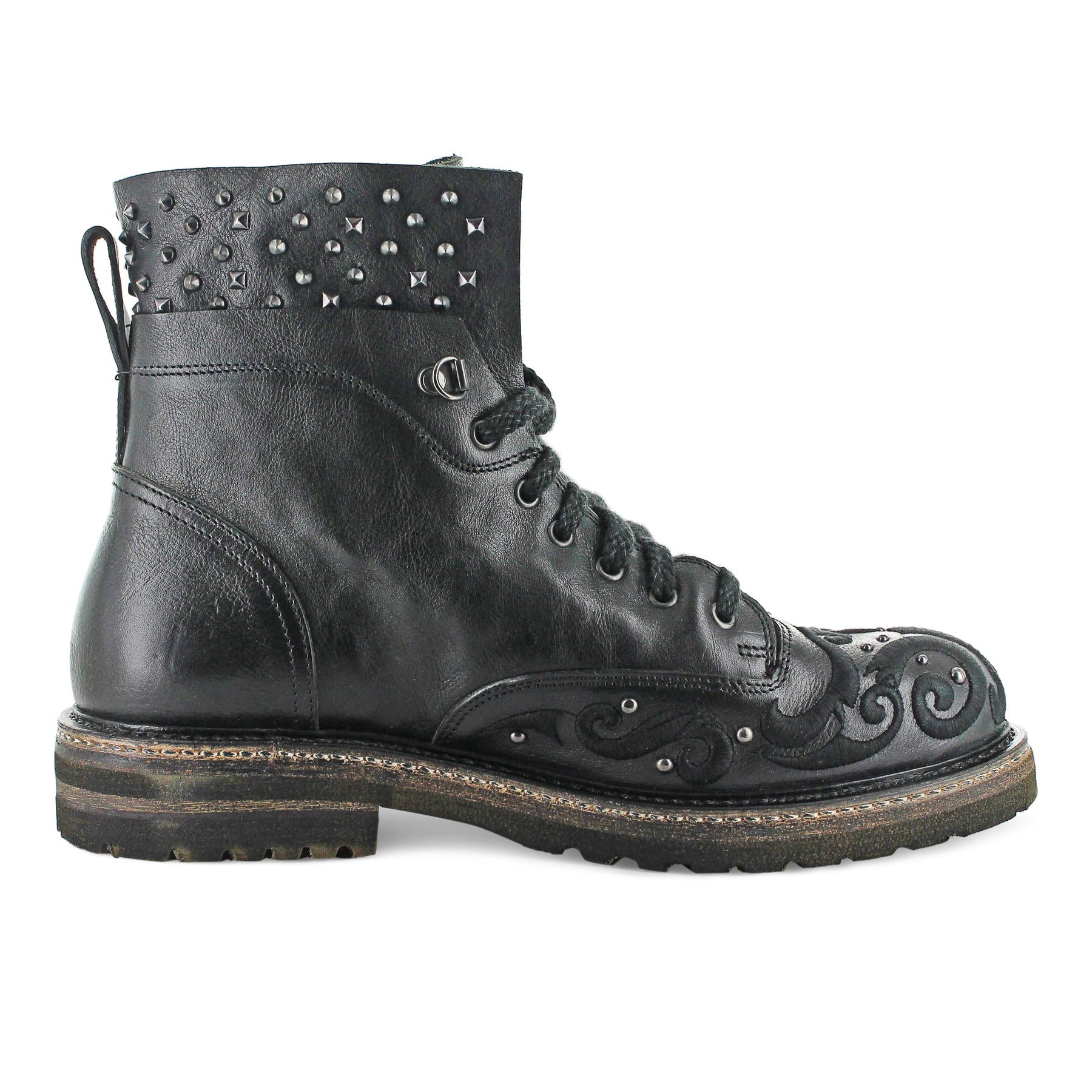 S6101- Embroidered Military Boot With Studs