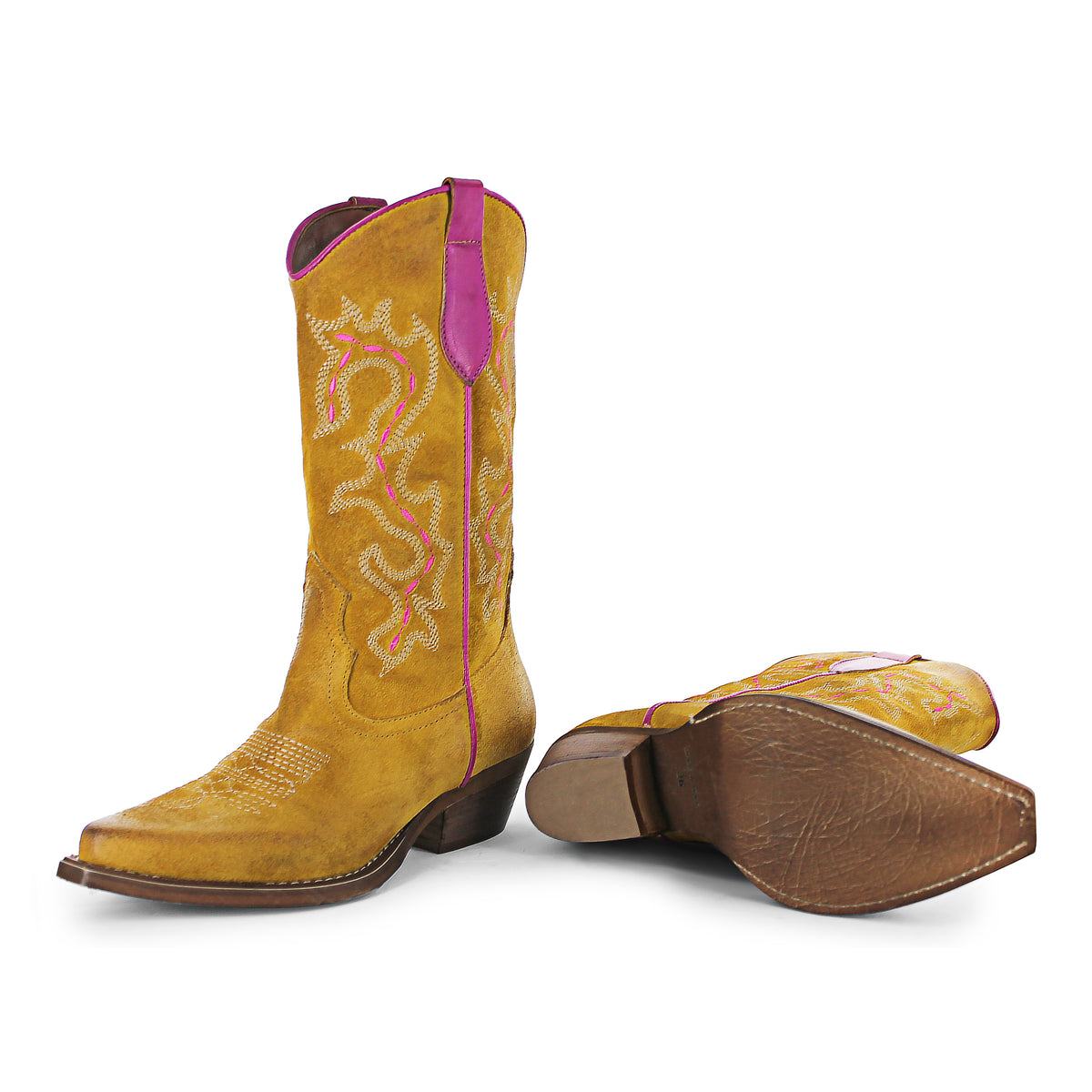 746 - Ochre/Fucshia Suede Cowboy