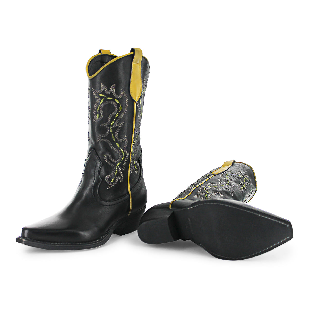 746 - Black/Yellow Leather Cowboy