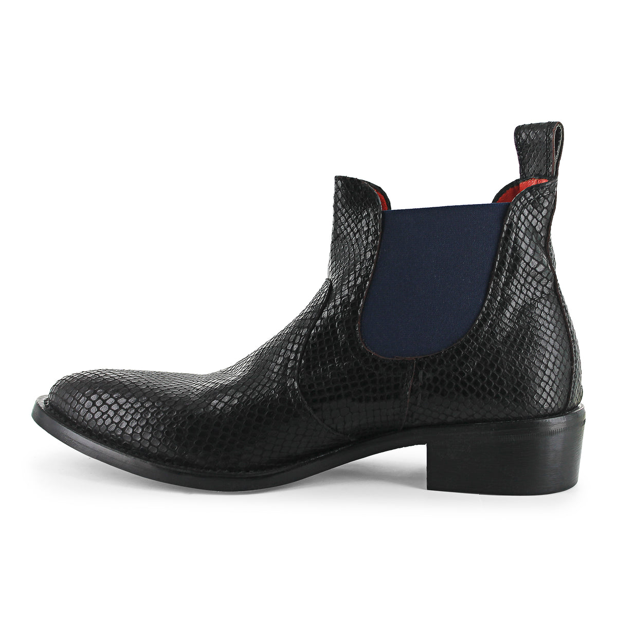 R7701 - Black Snake Print Chelsea Boot