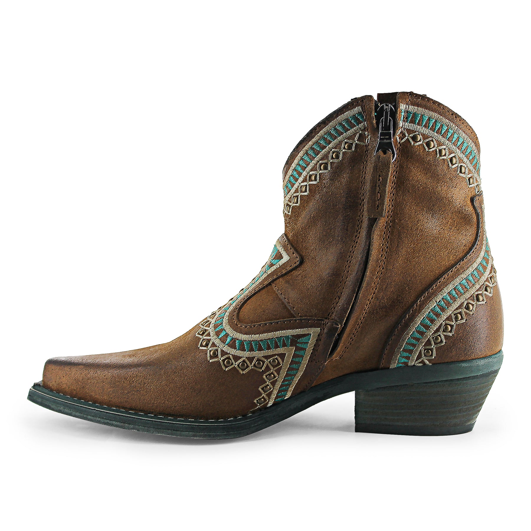 Apache04 - Brown Ankle Western Turquoise