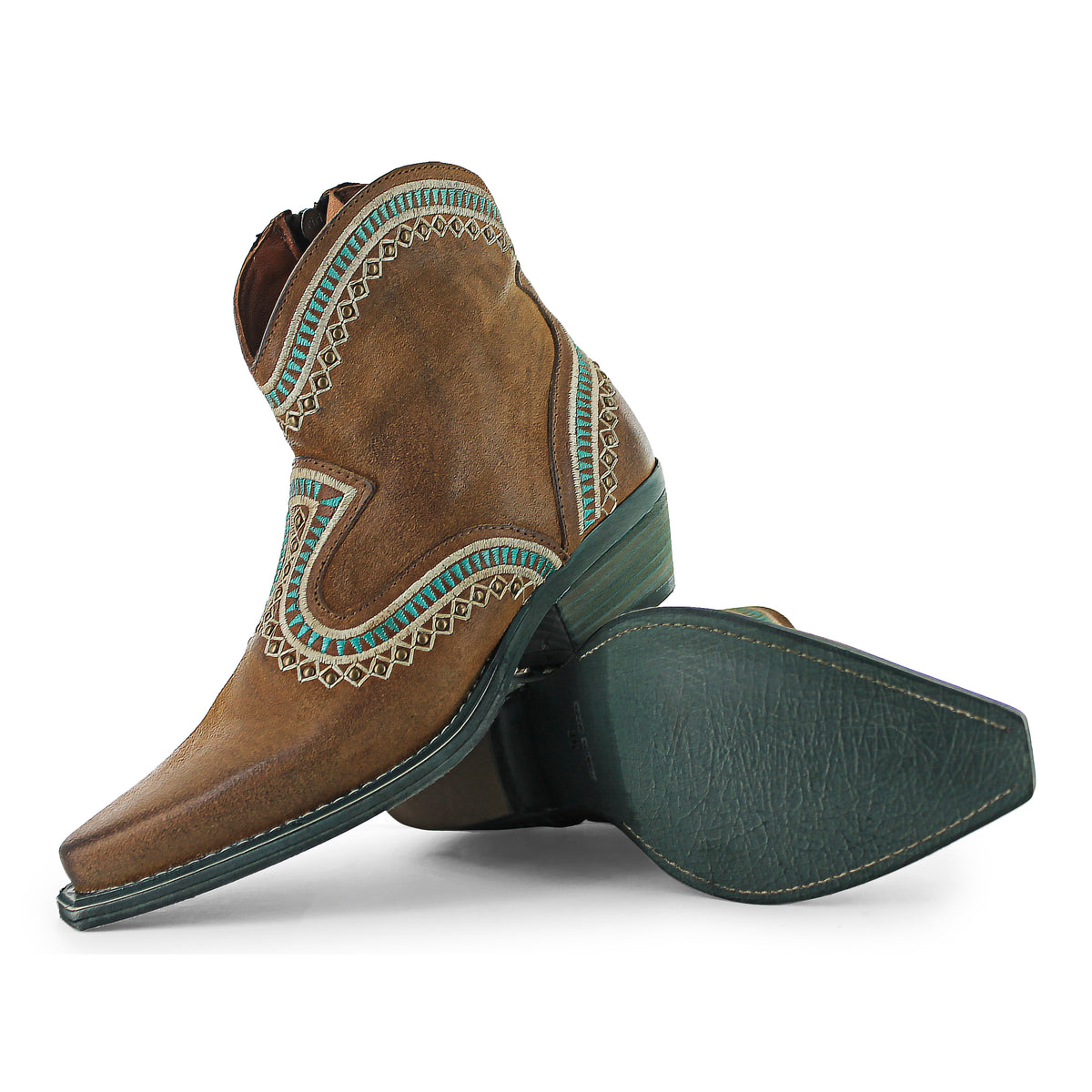 Apache04 - Brown Ankle Western Turquoise