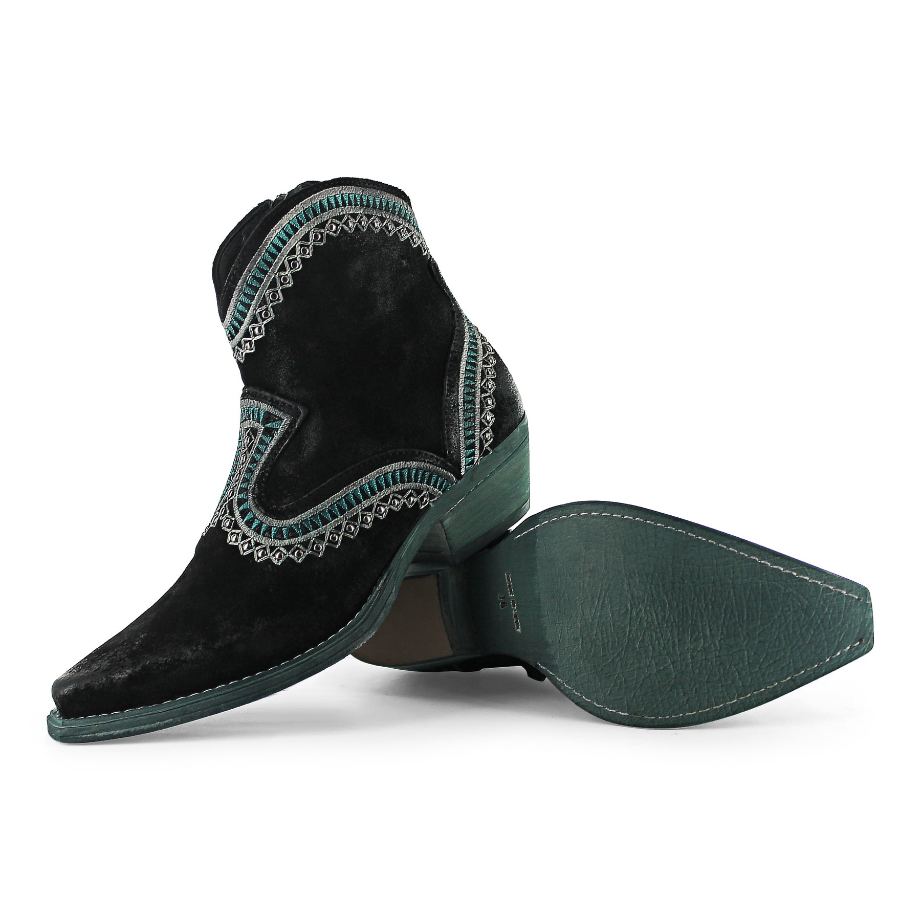Apache04 - Black Ankle Western Turquoise