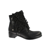 3577X51- Black Ankle Boot With Flower Pattern